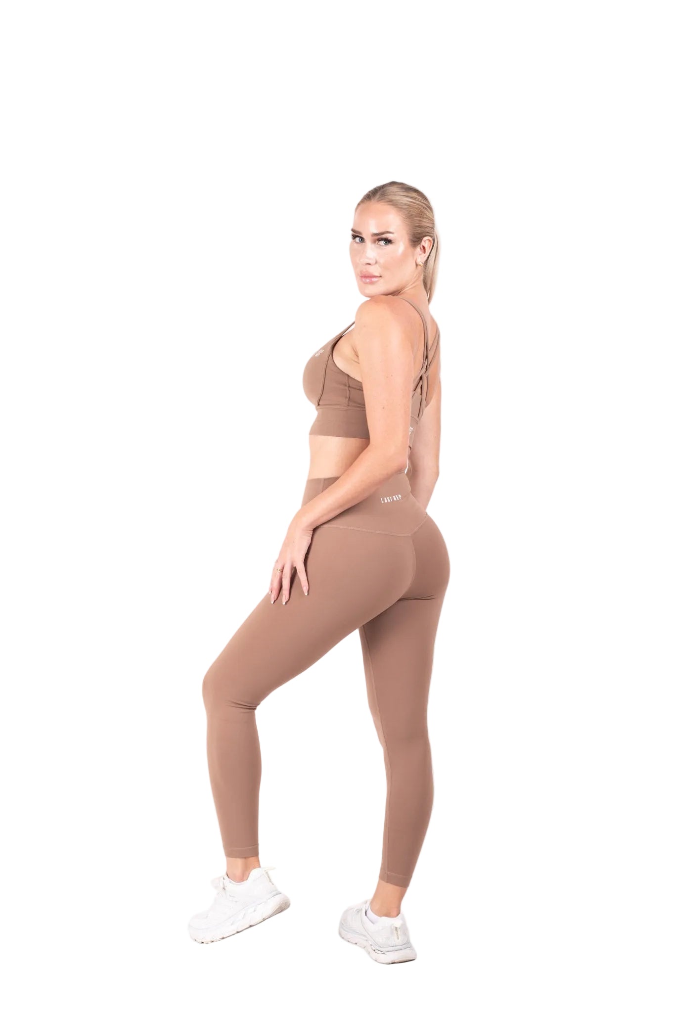 Vibe Cross back Yoga Set Nude Brown