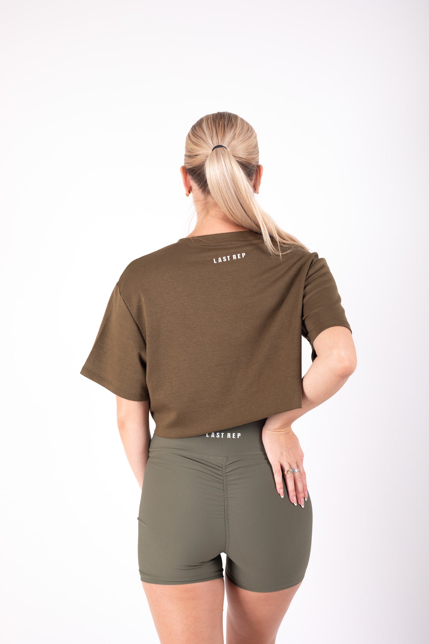 Crop Top Short Set Army Green