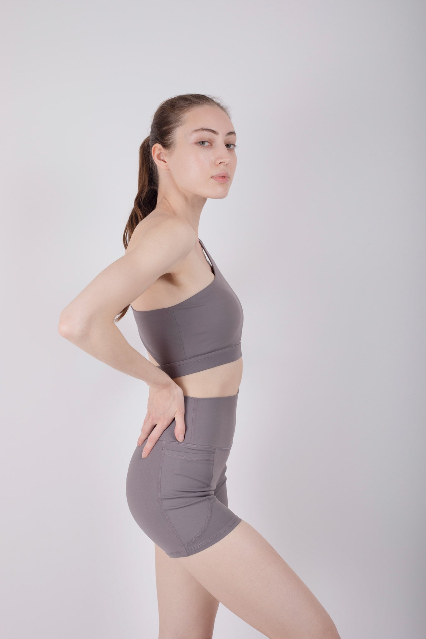 Sassy Sports Bra Short Set Grey