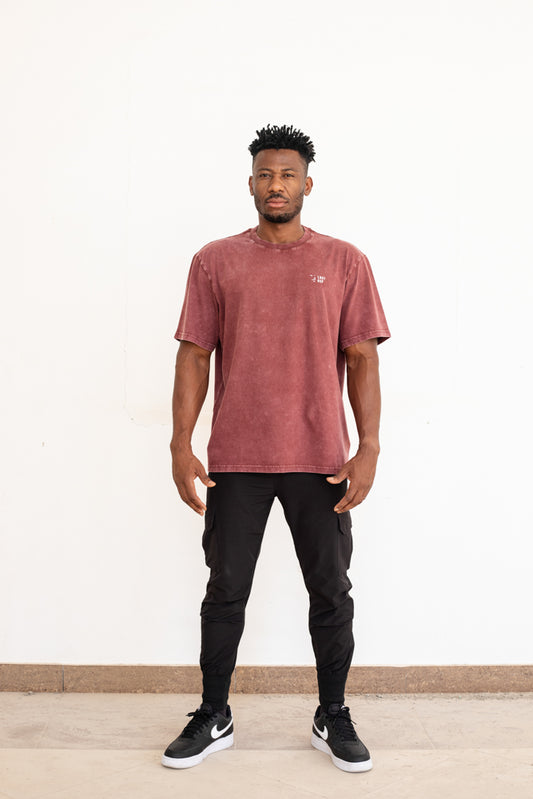 UAE Mark Oversized Men T-Shirt ACID BURGANDY