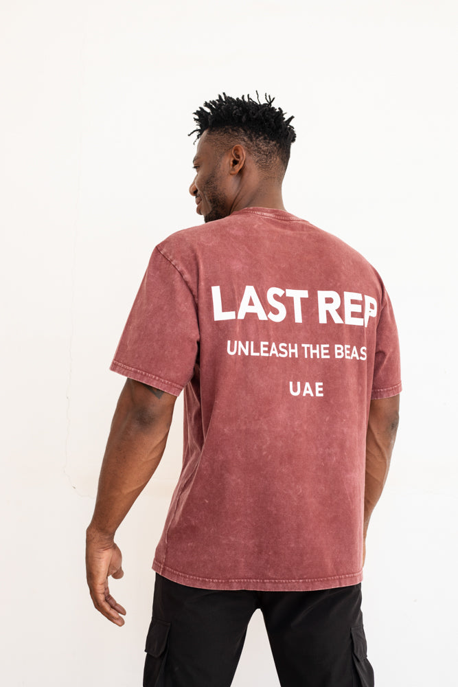 UAE Mark Oversized Men T-Shirt ACID BURGANDY