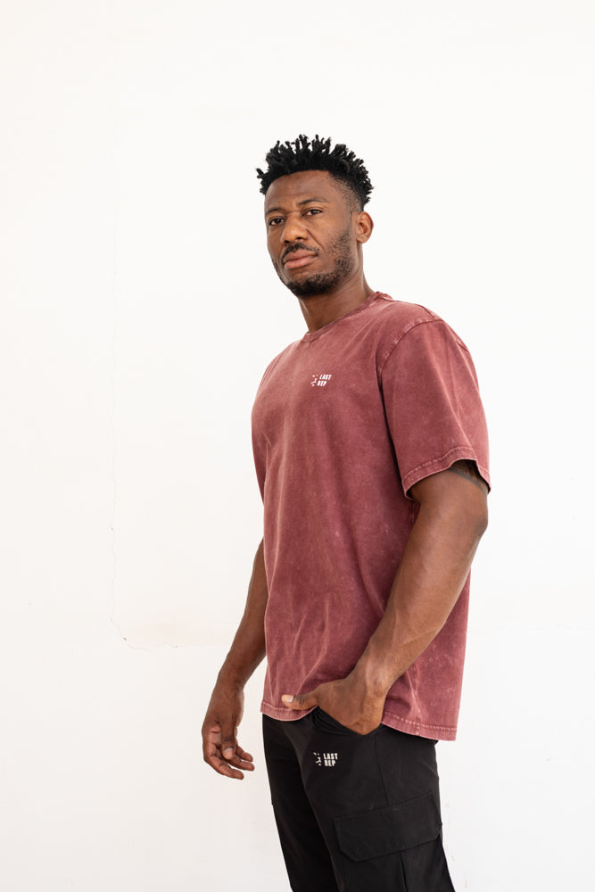 UAE Mark Oversized Men T-Shirt ACID BURGANDY