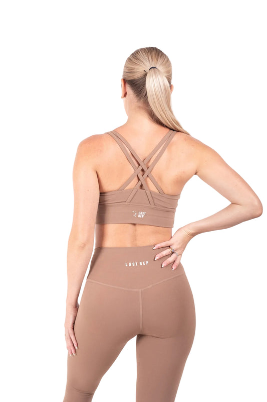 Vibe Cross back Yoga Set Nude Brown