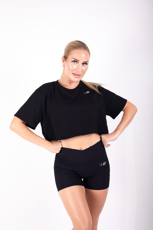 Crop Top Short Set Black