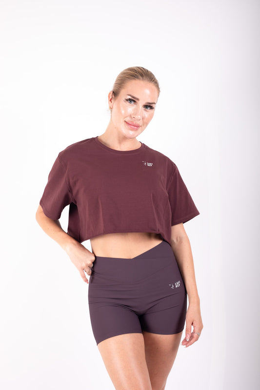 Crop Top Short Set Coffee Brown