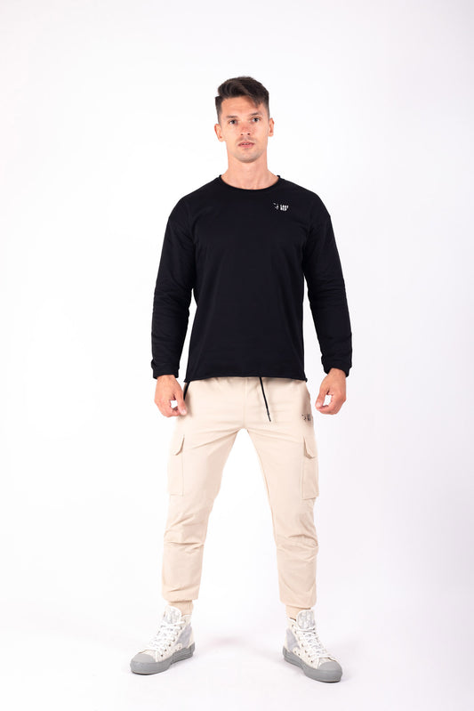 Long Sleeve Gym T Shirt Black