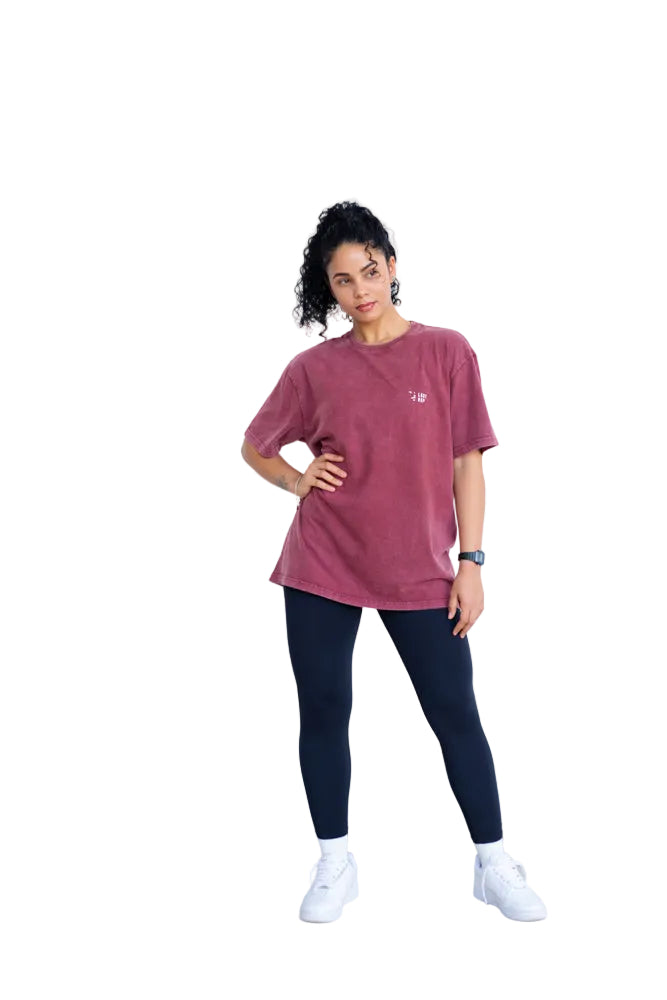 UAE Mark Oversized Women T-Shirt ACID BURGANDY